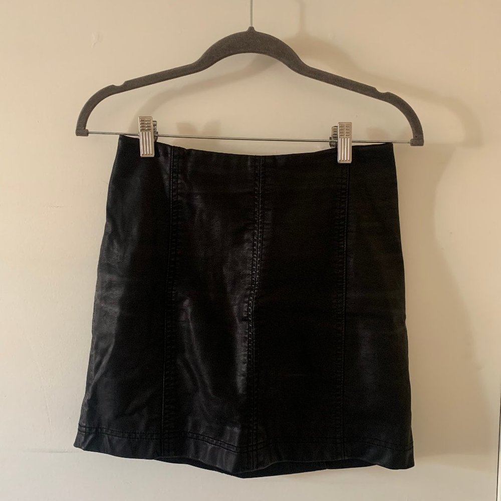 Black Leather Free People Miniskirt